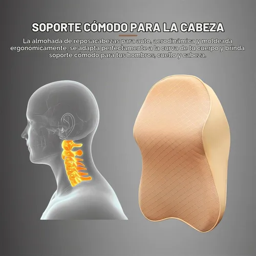 Vista 3 de Cojines para reposacabezas de asiento de automóvil, almohada ergonómica de espuma viscoelástica 3D para el cuello del auto con funda extraíble Negro