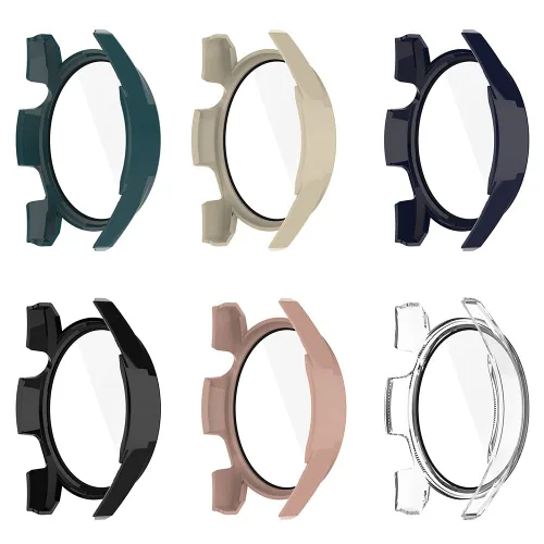 Vista 9 de AISPORTS Paquete de 2 fundas protectoras compatibles con Huawei Watch GT 3 de 1.811 in, carcasa rígida de policarbonato HD, película de vidrio negro