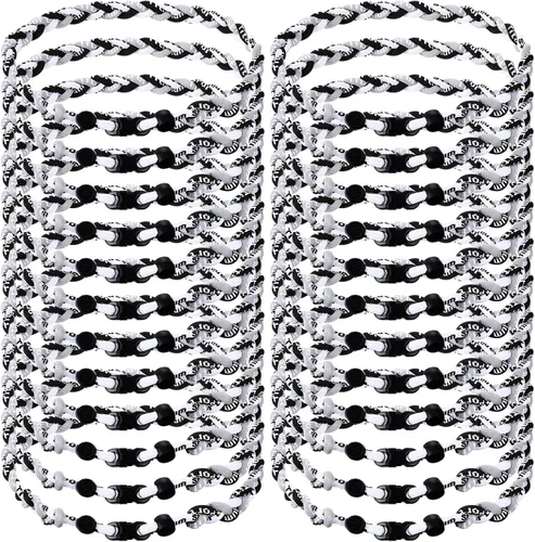 Vista 15 de Zeyune Collar de béisbol de 18 pulgadas para niños, tres cuerdas trenzadas, tornado, titanio, collar de cuerda de béisbol para hombre