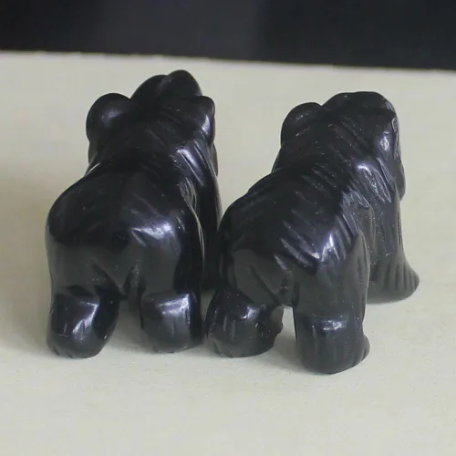 Vista 4 de Figura de oso de cristal tallada a mano, estatua de animal tallada en oficina, decoración del hogar, 1.5 pulgadas (obsidiana negra)