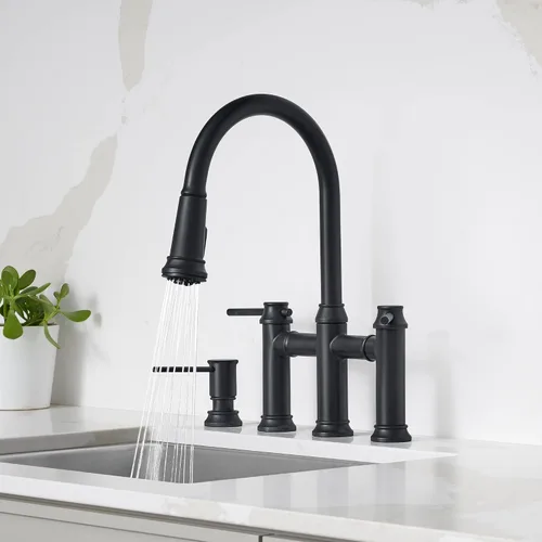 Vista 4 de Empressa - Grifo de puente desplegable (1.5 GPM, color negro mate)