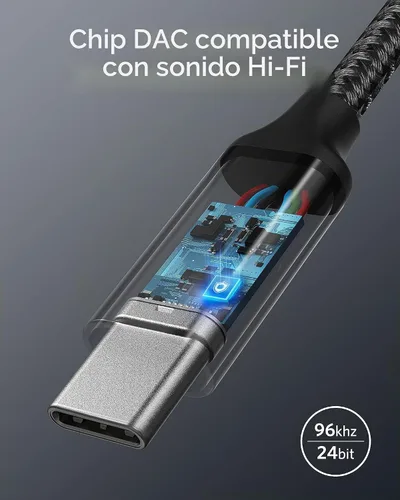 Vista 3 de Anker Adaptador de Audio USB C a 3.5mm, Cable de Nylon Macho a Hembra para Samsung S20/S20+/S20 Ultra, Pixel 4/+ 4XL, y Más Dispositivos Tipo C