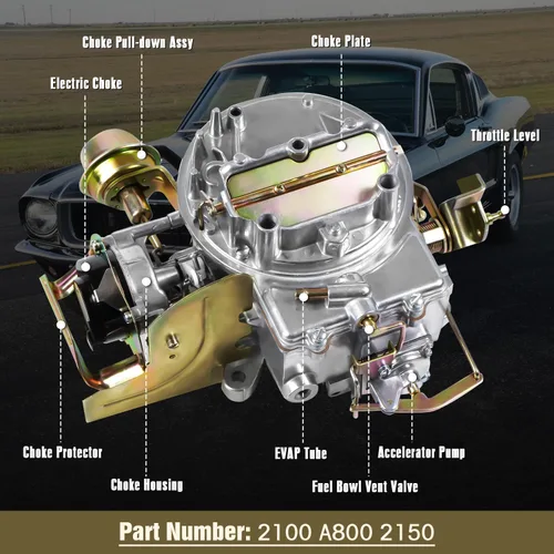 Vista 4 de Carburador de 2 barriles 2100 2150 para Ford 289/302/351cu y motores Jeep con estrangulador eléctrico, junta de montaje. Reemplaza el carburador