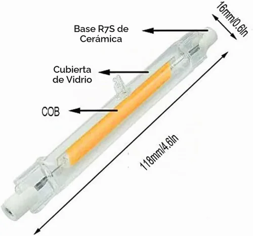 Vista 2 de R7s - Bombillas LED de 4.646 in, 20 W, luz LED COB de doble extremo, bombillas halógenas de 150 W, repuesto de bombilla halógena regulable, luz