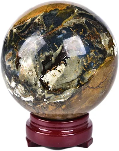 Vista 148 de JIC Gem Piedra Natural de Jaspe Africano Cristal de Curación Esfera Adivinación Bola de Piedra Preciosa, Feng Shui Reiki Aura Decoración