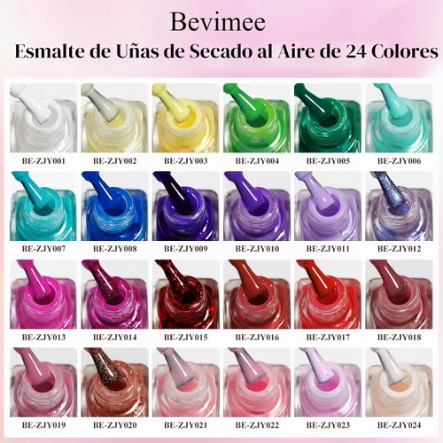 Vista 5 de Juego de esmaltes de uñas de secado rápido, 24 esmaltes de uñas regulares Juego de regalo para mujer de larga duración, color blanco, nude, rosa