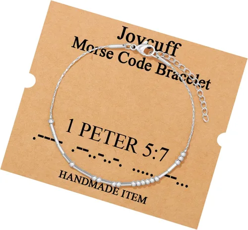 Vista 90 de JoycuFF Pulseras inspiradoras de código morse para mujeres, cuentas de plata, joyería con mantra de motivación, regalos para ella