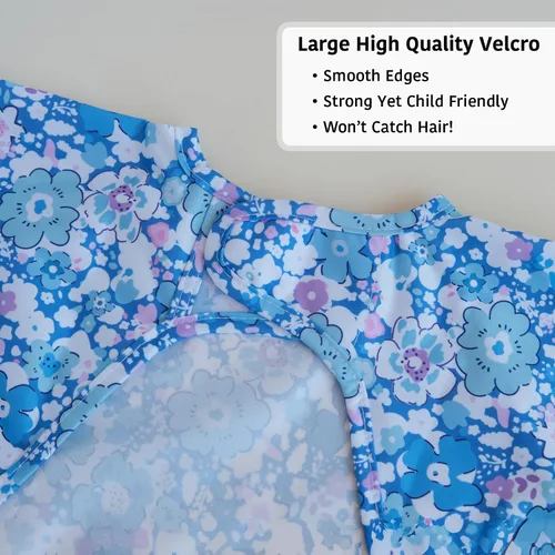 Vista 3 de Babero de manga larga impermeable - Baberos lavables a máquina para comer - Babero para bebé para niños pequeños - Suministros BLW para bebé Celeste