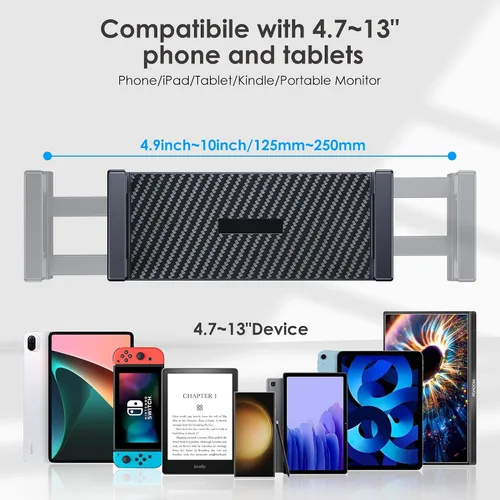 Vista 5 de CreaDream Soporte para tablet iPad, soporte de aluminio para tablet con base resistente para escritorio, ángulo totalmente ajustable, compatible