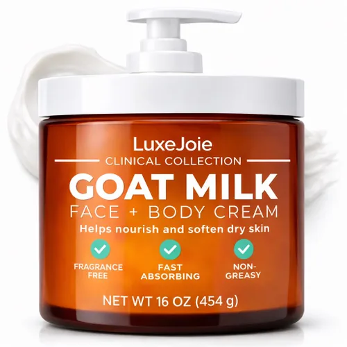 Vista 9 de LuxeJoie Crema facial de leche de cabra – Hidratante sin fragancia para piel seca y sensible – Hidratación rápida no grasa – Suave loción facial