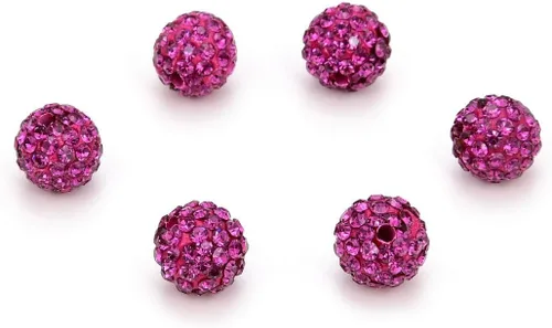 Vista 25 de 100 piezas Adabele Grado A Cuentas sueltas con cristal de 10 mm, diseño de atrapasueños con diamantes de imitación, bola de discoteca de arcilla