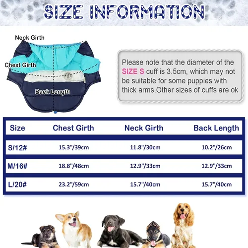 Vista 2 de FUAMEY Chaqueta acolchada para cachorros, chaleco acolchado cálido para la nieve para mascotas, ropa para perros a prueba de viento, impermeable