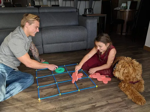 Vista 6 de RAINBOW TOYFROG Juego de Tic Tac Toe gigante, juegos grandes para interiores y exteriores, diversión en el patio trasero para niños y adultos, juego