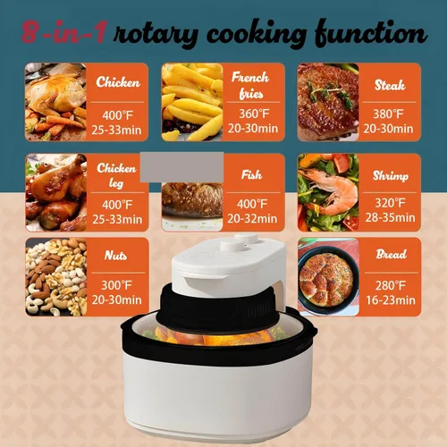 Vista 4 de Combo de horno tostador de freidora de aire 8 en 1: freidora de aire de vidrio grande de 7.5 cuartos de galón para la familia, tecnología HotAir