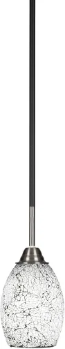 Vista 149 de Toltec Lighting Paramount - Mini colgante de 1 luz en acabado negro mate con cristal de arte perla de 7 pulgadas y estilo negro