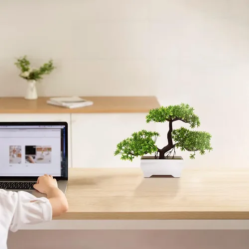 Vista 2 de Árbol Bonsái Artificial Pino Nube Planta Biónica Interior Pequeñas Plantas Falsas Decoración Jardín Zen Escritorio Casa Escritorio Oficina Baño