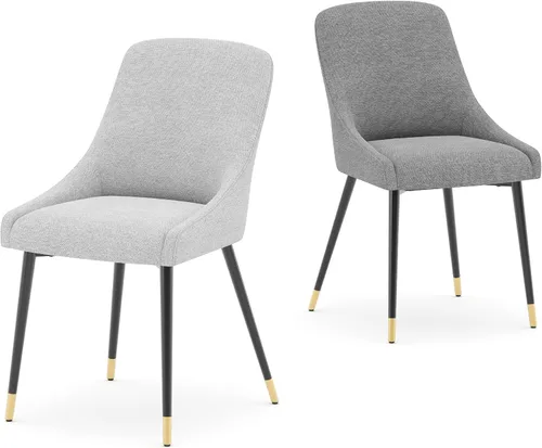 Vista 7 de COLAMY LUMA - Juego de 2 sillas de comedor de tela tapizada con patas de metal y cojín acolchado, sillas laterales sin brazos para comedor, cocina