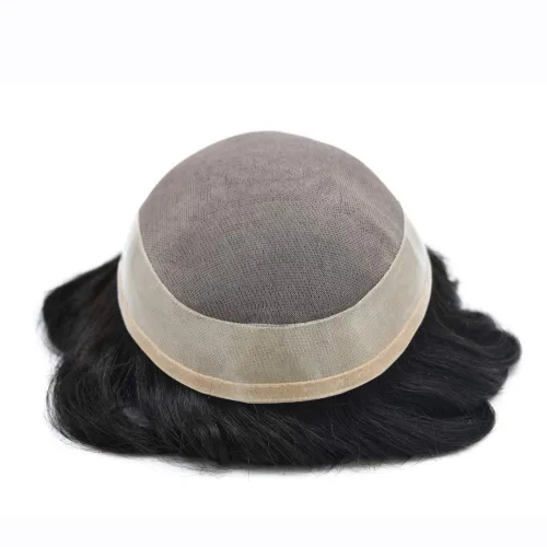 Vista 7 de LYRICAL Hair Toupee para hombres negro cabello humano fino mono postizo poli piel NPU alrededor de sistemas de cabello reemplazos durable