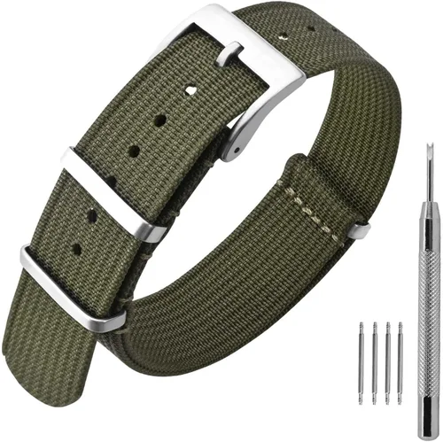 Vista 35 de ANNEFIT - Correa de reloj de nailon de 16mm 18mm 20mm 22mm, correas de reloj militares impermeables de una pieza con hebilla resistente