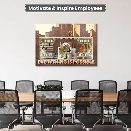 Vista 5 de Lienzo decorativo motivacional, inspirador y dinero, 100% único y original, mentalidad positiva, trabajo en equipo, regalo con citas para hombres