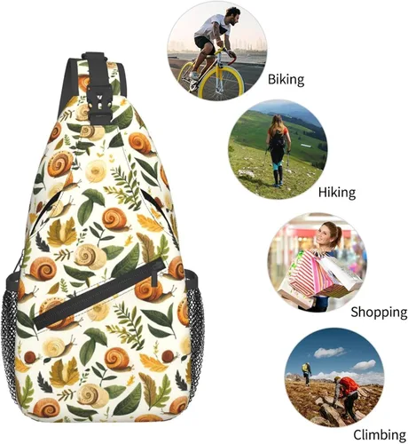 Vista 5 de Small Crossbody Bags for Women Men - Vintage Snail Leaves Print Adjustable Shoulder Bag Fanny Packs Belt Sling Bag Crossbody Purses Backpack for