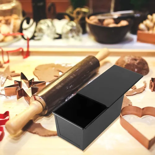 Vista 8 de DOITOOL Moldes de chocolate rectangular con tapa, antiadherente y horneado, molde de pan para tostadas de pan de acero inoxidable para pasteles