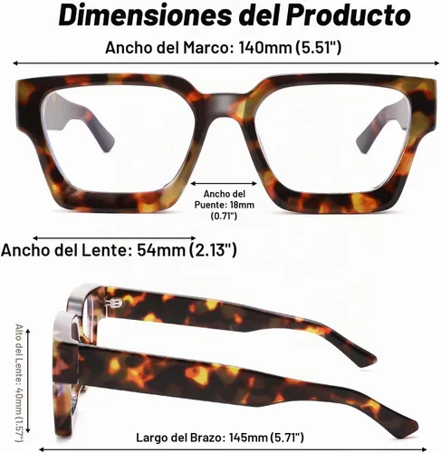 Vista 4 de Lentes de luz azul para mujer, anteojos de computadora con 99% de bloqueo de luz azul, lentes rectangulares de moda con marco TR90 Leopardo A1