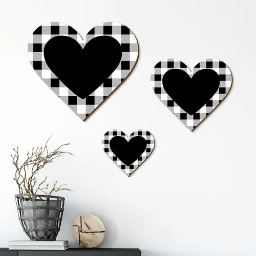Vista 8 de Jetec 3 piezas de decoración rústica de madera con forma de corazón de madera para el hogar, placa colgante para cocina, dormitorio, baño, sala