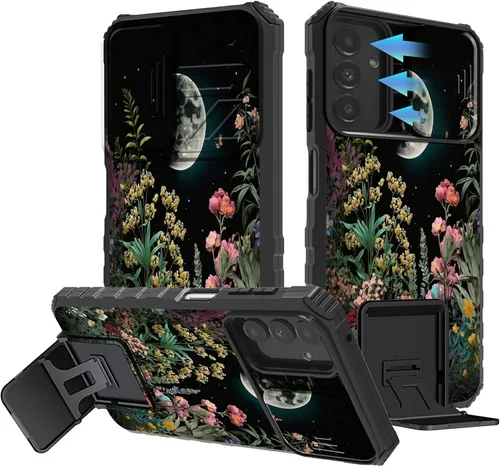 Vista 109 de Funda para Samsung Galaxy A13 5G/4G/A04S, Galaxy A13 5G con cubierta de cámara deslizante, funda de doble capa integrada con función atril