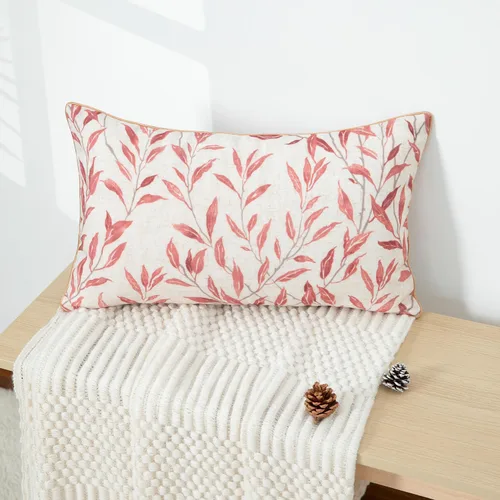 Vista 12 de VOGOL - Funda de almohada texturizada de lino, 18 x 18 pulgadas, estilo granja, para sofá, cama y habitación, con diseño de pájaros y hojas beige