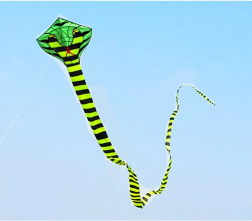 Vista 7 de Besra Cometa grande de serpiente cobra de 52 pies, colorida cometa de serpiente de cascabel con colas largas, deportes divertidos al aire libre