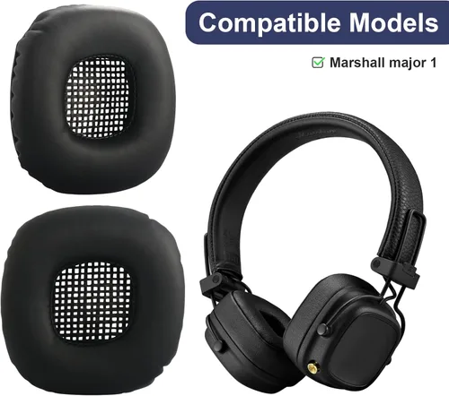 Vista 3 de Major I - Almohadillas de repuesto compatibles con auriculares Bluetooth Marshall Major I/Major II, orejeras de piel de proteína y espuma