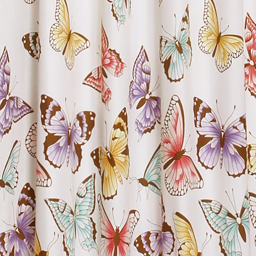 Vista 5 de Lush Decor - Cortinas de mariposas Flutter Juego de paneles con diseño de volantes para ventana de la sala, comedor, dormitorio (par), 84 x 52 Rosa