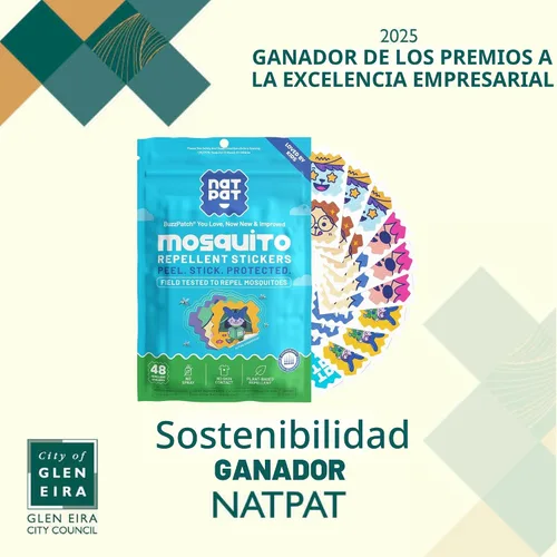 Vista 2 de NATPAT Buzz Patch - Calcomanías de parche de mosquitos para niños, ingredientes a base de plantas, no tóxicos, el parche original de aceite esencial