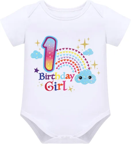 Vista 3 de ODASDO Conjunto de banda de tutú con diadema, diseño bohemio, arco iris, cumpleaños, para niñas y niños pequeños