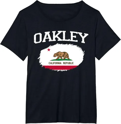 Vista 70 de OAKLEY CA CALIFORNIA Flag Vintage USA Sports Hombre Mujer Camiseta, Negro