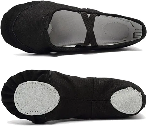 Vista 3 de Zapatos de ballet para niñas, zapatillas de ballet para prácticas, zapatos de baile de lona con suela dividida, zapatos de ballet para mujeres