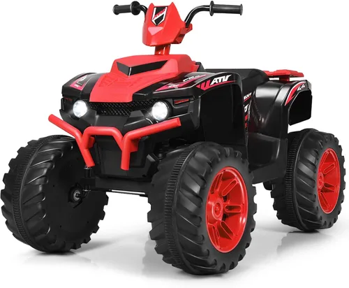 Vista 13 de Cuatrimoto para paseo Costzon para niños, vehículo eléctrico con batería de 12 V, luces LED, velocidad alta y baja, claxon, música, USB, neumáticos