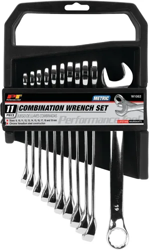 Vista 4 de Performance Tool W1069 - Juego de llaves combinadas pulidas SAE/métricas, 22 piezas con rack.