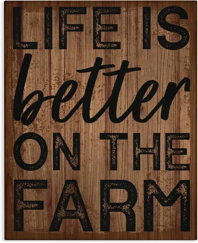 Vista 10 de Life Better on Farm Rustic Sign, 10 x 15 Inch Mounted Print on Wall Plaque