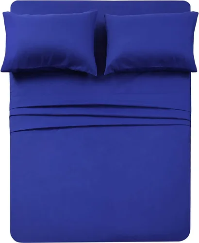 Vista 12 de Juego de sábanas de diseño estampado clásico - Juegos de sábanas con bolsillo profundo ultra suave y transpirable., Microfibra, Celeste (Baby Blue)