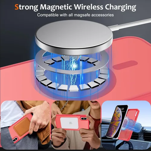 Vista 414 de Anuck - Funda magnética para iPhone 11 compatible con MagSafe, carcasa trasera mate translúcida dura, borde de TPU, delgada, resistente a impactos