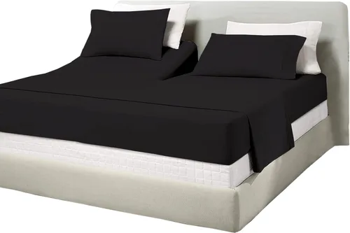 Vista 27 de Juego de sábanas de algodón de 600 hilos tamaño Queen dividido para base de cama ajustable, juego de sábanas de 4 piezas con bolsillo profundo