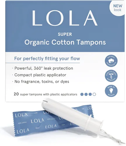 Vista 13 de LOLA Tampones de algodón 100% orgánico, 8 unidades, tampones súper no tóxicos, productos de higiene femenina de período, productos aprobados por