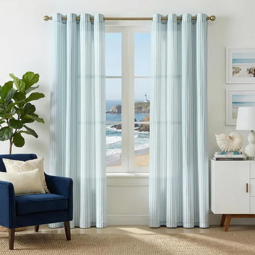 Vista 26 de jinchan Linen Blackout Curtains Back Tab 96 Inch 2 Panels Striped Blue Blue Stripe Lined