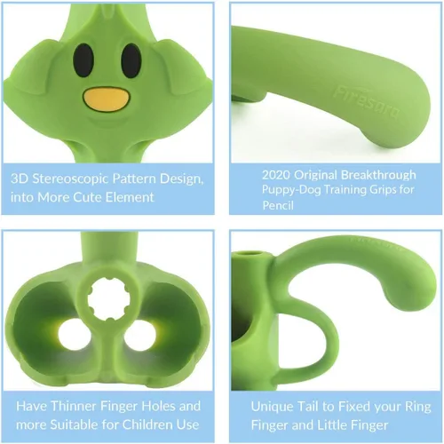 Vista 5 de Firesara - Empuñaduras de entrenamiento para lápiz, agarre de entrenamiento para niños, ergonómico, 5 dedos, juegos fijos para corrección de postura