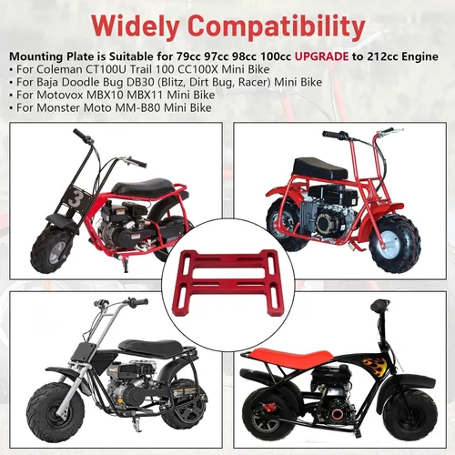 Vista 4 de Motor Motor Placa de montaje ligera para motor Predator 212cc for 196cc 224cc for Honda GX160 OHV Small Clone Engine Mini Bike Coleman CT200U