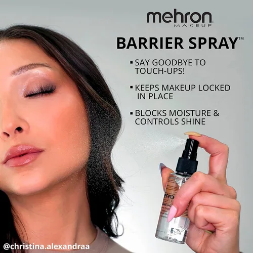 Vista 3 de Mehron Spray de barrera de maquillaje Spray fijador de maquillaje para la cara 1 fl oz (29 ml) Sellador de maquillaje profesional y spray