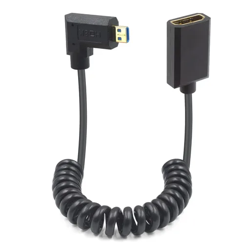 Vista 9 de Duttek Cable de extensión HDMI a Micro HDMI de 90 grados de 8K, 48 Gbps, 8 K a 60 Hz, ángulo descendente micro HDMI macho a HDMI hembra cable