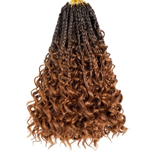 Vista 17 de Unionbeauty - 8 paquetes de trenzas bohemias de diosa en caja, de ganchillo de pelo para mujer negra, 8 pulgadas de trenzas de caja bob bohemias